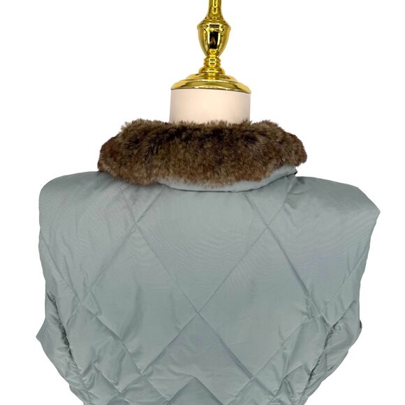 Eddie Bauer Quilted Vest Women's XL Goose Down Removable Faux Fur Collar Pockets - Picture 11 of 15